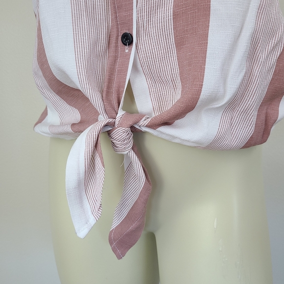 ASOS Tie Front Mauve Pink Button Picnic Shirt | M - Picture 4 of 13